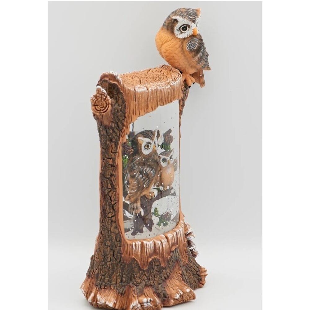 10” Christmas Owl Family Snow Globe, Musical Glittering Christmas Snow Globes - Picture 3 of 6